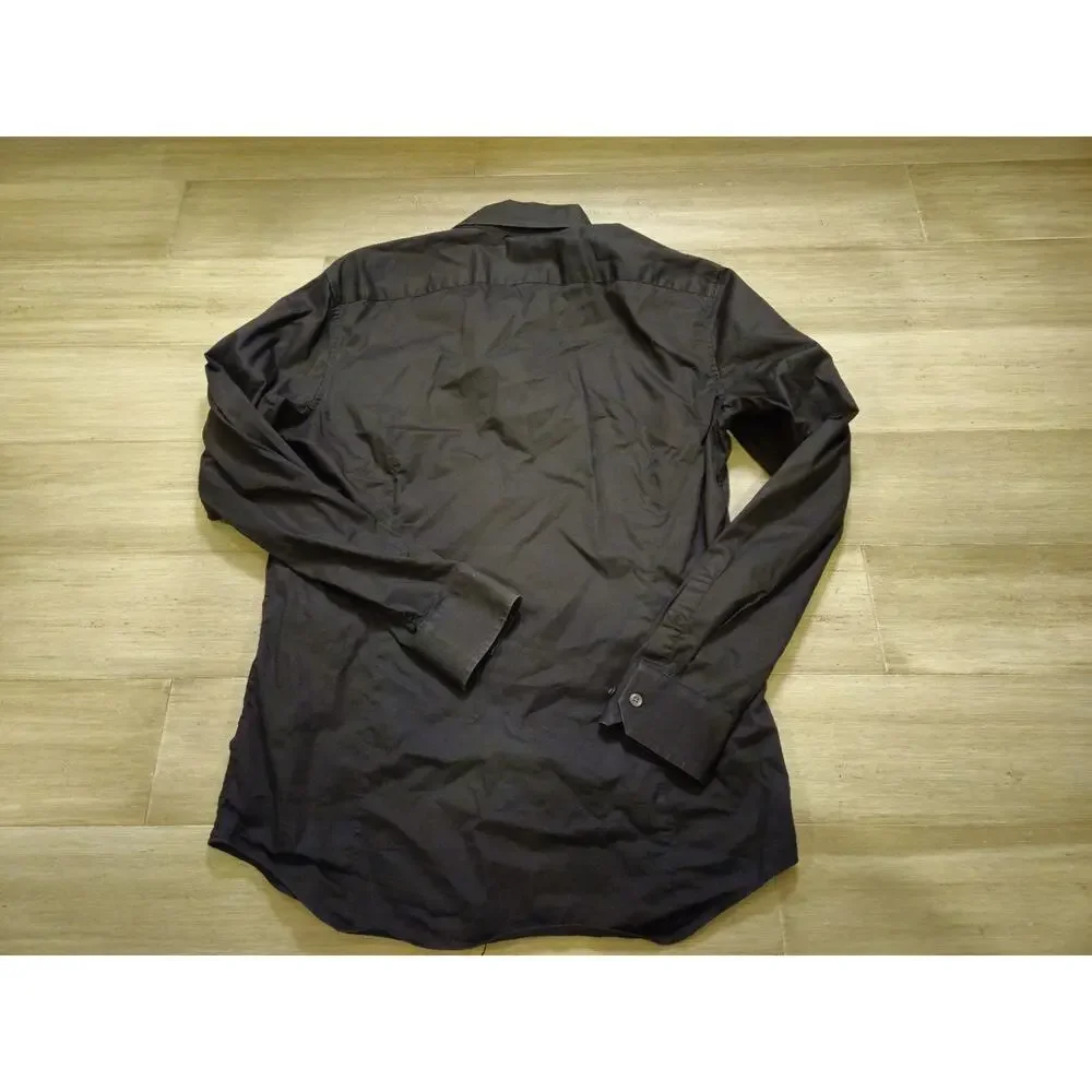 Banana Republic Dress Shirt Men M Black Grant Fit Cotton Long Sleeve
